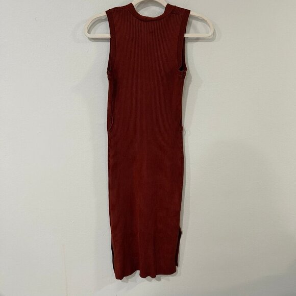 Pink Rose Burgundy Maroon Red Midi Button Down Sleeveless Dress Women's Medium - Picture 4 of 4
